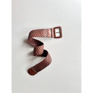 LINEA PELLE Dark Brown Woven Leather Waist Cinch Belt, Size M